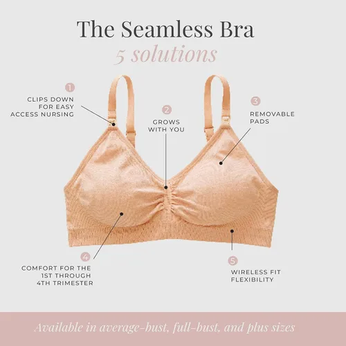Vista 5 de Motherhood Maternity Brasier de lactancia sin costuras con clip para mujer, lavable a máquina, tallas S a 3X, disponibles en paquetes de 1 y 2