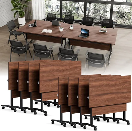 Vista 52 de Folding Conference Table with Wheels, Modular Foldable Conference Room Training Tables for Training Rooms, Flip Top Mobile Rolling Meeting Seminar