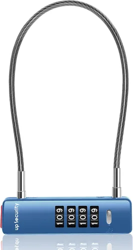 Vista 9 de Candado de cable con código, cerradura de combinación de 4 dígitos para puerta de valla al aire libre, equipaje de viaje, candado combinado