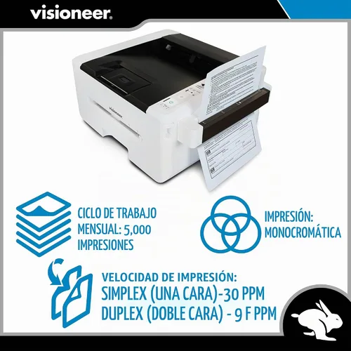 Vista 3 de Visioneer Rabbit PC30dwn Impresora láser/copiadora, impresora USB de oficina y copiadora para PC y Mac, 30 ppm, alimentador automático de documentos