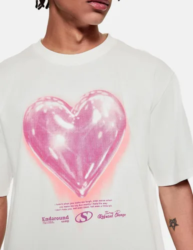 Vista 3 de Vamtac Camisetas de algodón de manga corta con estampado de globos de amor para hombre, estilo Y2k, lindas camisetas de verano con corazón