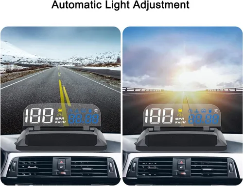 Vista 6 de KAOLALI Pantalla de Visualización de Cabeza para Coche HUD Velocímetro Odómetro OBD2 HD 3D Reflejo Pantalla Multifunción Alarma de Exceso