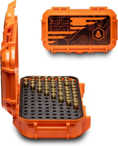 Vista 12 de Evergreen Pistol Ammo Case Compatible with 5.7/9mm/.40/.380-100 Rounds Lockable USA Made Bandera negra