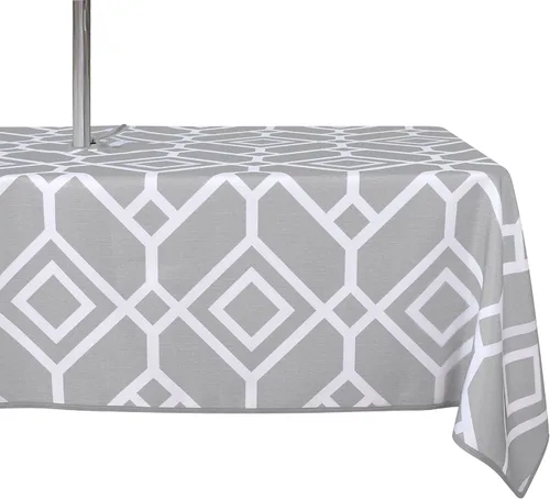 Vista 28 de LUSHVIDA Mantel cuadrado para exteriores con agujero para sombrilla y cremallera, 54 x 54 pulgadas, color negro, lavable, impermeable, a prueba