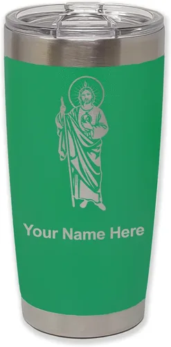 Vista 7 de LaserGram Vaso aislado al vacío de 20 onzas, Saint Jude, grabado personalizado incluido (negro)