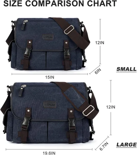 Vista 2 de Bolso de mensajero para hombre resistente al agua unisex bolsas de mensajero vintage para mujer bolsa de laptop de 14 pulgadas y 156 pulgadas