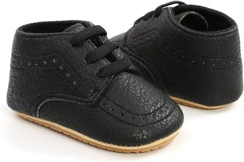Vista 3 de Meckior Mocasines clásicos de piel sintética para bebés, niños y niñas, zapatos de vestir Oxford para primeros pasos, zapatos planos para cuna