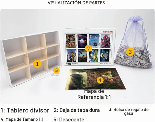 Vista 3 de Rompecabezas de 1000 piezas para adultos, rompecabezas de madera de 29.5 x 19.7 pulgadas, canal de estantería Estantería Canal