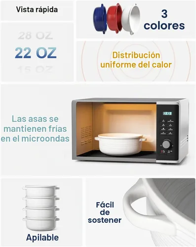 Vista 2 de LE TAUCI Cuencos para sopa con asas - 22 oz de cuencos de cebolla francesa de cerámica sin plomo, aptos para horno y microondas, diseño resistente