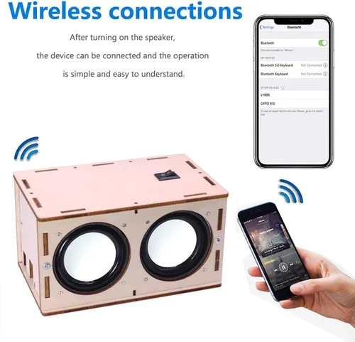 Vista 4 de CYOEST Kit de caja de altavoz Bluetooth DIY Amplificador de sonido electrónico - Construye tu propio altavoz Bluetooth portátil con estuche