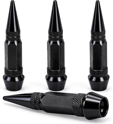 Vista 71 de 4 piezas de tapas de válvula de neumático con estilo púas, cubiertas de válvula de neumático universales de aleación de aluminio a prueba de polvo