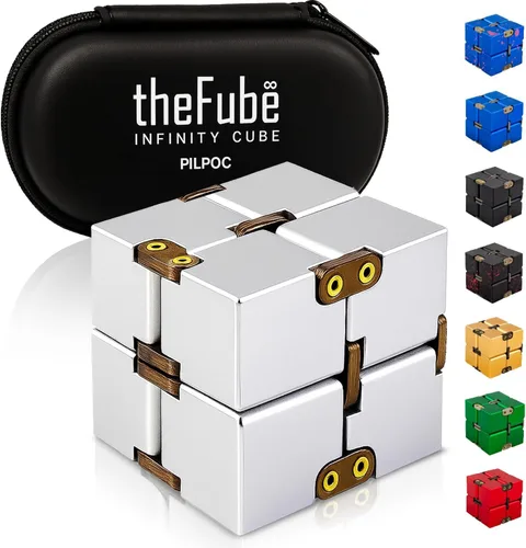Vista 13 de PILPOC theFube Cubo Infinito Fidget Toys para Adultos - Cubo Mágico Infinito de Aluminio con Estuche, Resistente, Pesado, Alivio del Estrés