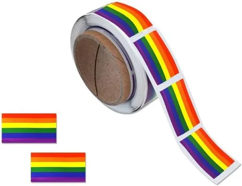 Vista 22 de Pegatinas de bandera bisexual para el mes del orgullo - Venta al por mayor Bi-Pride en un rollo (2 rollos - 500 calcomanías)