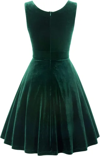 Vista 4 de Grace Karin - Vestido de fiesta de terciopelo con lentejuelas y cuello en V para mujer, con brillantina, vestido de noche de encaje acampanado