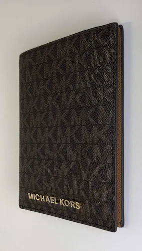 Vista 9 de Michael Kors Jet Set Travel Passport Wallet Case Signature MK Brown