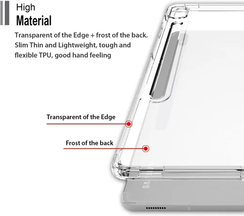 Vista 2 de Funda compatible con Galaxy Tab S9 Ultra/Tab S10 Ultra SM-X910, ultra delgada, suave, transparente mate TPU transparente funda trasera compatible