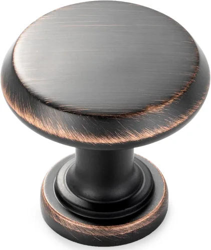Vista 28 de KOOFIZO Tirador de gabinete con parte superior plana y redonda - Manija de tirador de mueble de latón antiguo (30 mm / 1.2 Pulgadas), paquete de 10