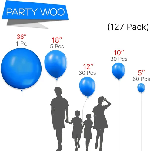 Vista 3 de PartyWoo Globos rojos y azul real, 254 piezas de diferentes tamaños de 36, 18, 12, 10 y 5 pulgadas, kit de arco de globos para graduación, baby