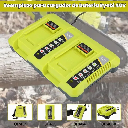 Vista 3 de JYJZPB Cargador OP401 dual para batería Ryobi 40V con estación de carga