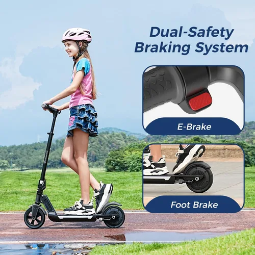 Vista 6 de ISINWHEEL Patinete Eléctrico para Niños de 6 a 14 años, Patinete Eléctrico Plegable para Niños de 200W/150W con 3 Velocidades (8/13/20 Km/h)