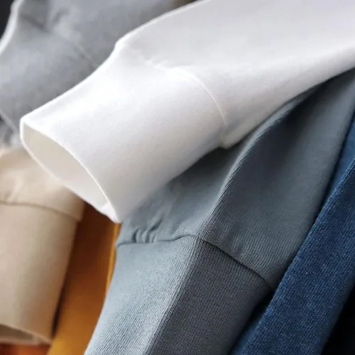 Vista 3 de 1 par de tela de algodón elástico de punto fino para coser camisas, tops y bricolaje (verde manzana, 1 par)