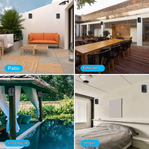 Vista 7 de Herdio Altavoces Bluetooth para Exteriores de 6.5 Pulgadas Impermeables con Graves Potentes, Altavoces de Montaje en Pared Cableados Resistentes a