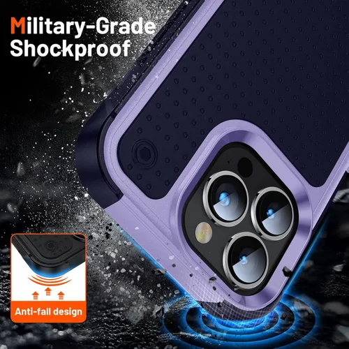 Vista 2 de Funda para iPhone 13 Pro Max, a prueba de golpes, goma de silicona 2 en 1 con policarbonato duro, protección de cuerpo completo resistente