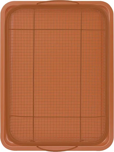 Vista 3 de Baking with G&S - Cesta antiadherente para verduras con bandeja para hornear, cobre, juego de 2 piezas, duradera y fácil de usar
