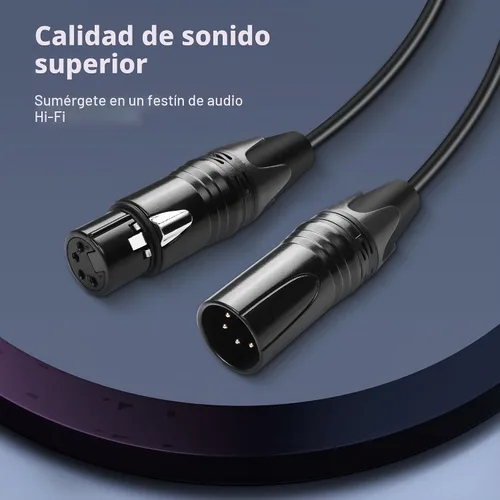 Vista 2 de GINTOOYUN Cable DMX de 4 pines de señal XLR macho a hembra DMX512 XLR macho a hembra Cable de señal de luz de escenario con conectores metálicos