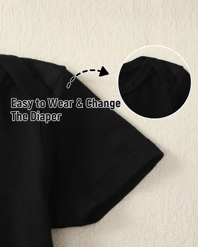 Vista 3 de DEFAHN Viscose from Bamboo Baby Bodysuits 2 Pack, Baby Onsies 0-24M Negro