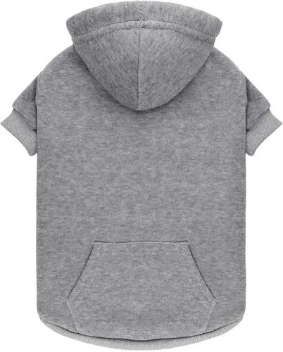 Vista 13 de Sudadera con capucha para perros pequeños, ropa de forro polar cepillado suave y liso, sudadera con capucha para mascotas con bolsillo (café-XS)