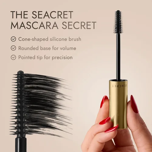 Vista 5 de SEACRET Non-Smudge Tubing Mascara - Dead Sea Mineral Infused, Flake-Free All-Day Wear, Removes with Warm Water, Ophthalmologist Tested, Vegan Black