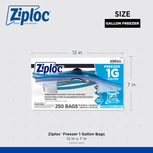 Vista 3 de SC Johnson Professional Ziploc - Bolsas para congelador de galón, Grip n