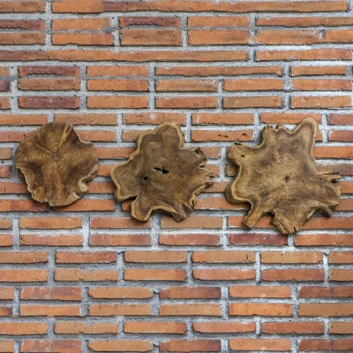 Vista 2 de Uttermost Kalani Panels - Juego de arte de pared de madera de teca natural de 3 piezas