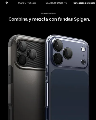 Vista 8 de Spigen Protector de pantalla para lente de cámara [GlasTR EZ Fit Optik Pro] diseñado para iPhone 17 Pro Max iPhone 17 Pro iPhone 16 Pro Max 16
