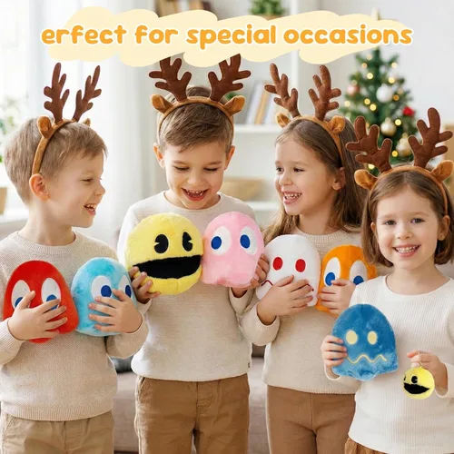 Vista 4 de Pacn Game Man - Juguetes de peluche de fantasma, ideal como regalo de fiesta o compañero, juguete de peluche fantasma, día del niño y fiestas