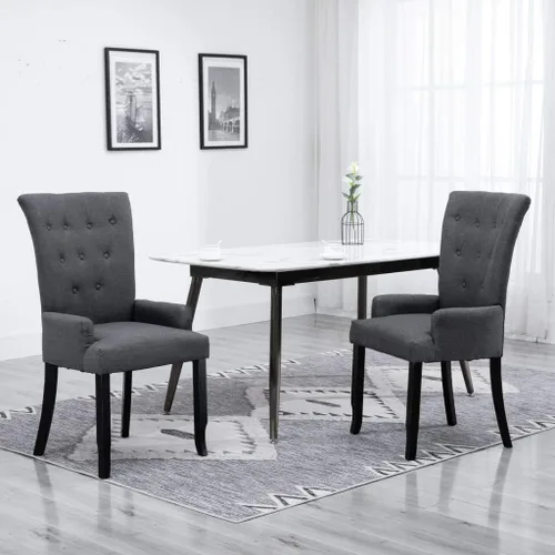 Vista 11 de Ergonomic Dining Chair, Dark Grey Polyester Fabric, Solid Oak Wood Frame, Modern Kitchen & Dining Room Furniture