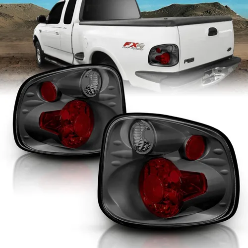 Vista 8 de AmeriLite para Ford F-150 Flareside 2001-2003, juego de luces traseras de repuesto Euro Black, lámpara de freno, par - lado del pasajero