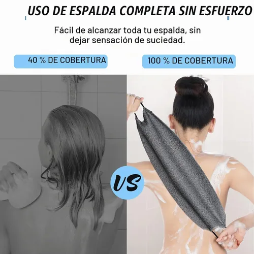 Vista 4 de 2 unidades exfoliante para la espalda de ducha con asas para mujer, gris, azul