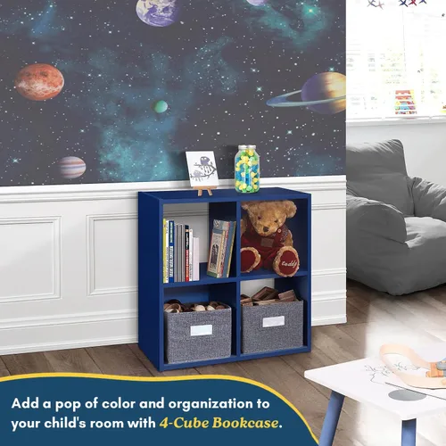 Vista 3 de Kings Brand Furniture - Estantería infantil de 4 cubos, organizador de almacenamiento de juguetes para niños, para sala de juegos, dormitorio