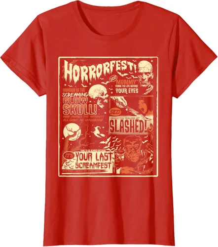 Vista 58 de Vintage Horrorfest Movie Poster Terror Old Time Halloween Camiseta S Negro