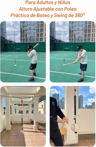 Vista 3 de Swing Trainer with Pulley-Height Adjustable with 13ft Rope Practice Aid,Improve Batting & Develop Muscle Memory Training Tools for Softball