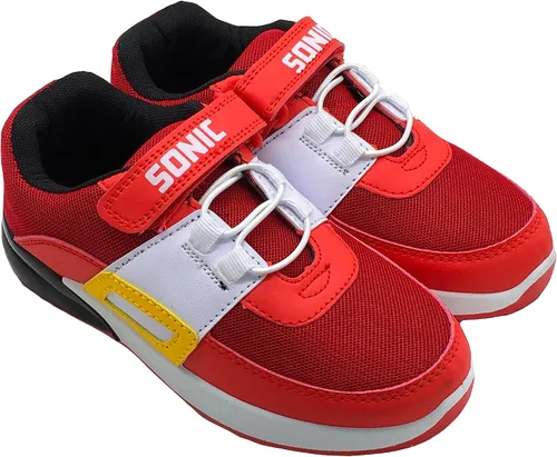 Vista 3 de Sonic The Hedgehog, Zapatillas bajas para niños y niñas, con luces intermitentes, color rojo, talla 9-4