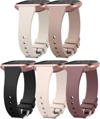 Vista 10 de Correas delgadas para Fitbit Versa 2 bandas mujeres hombres, correa de reloj impermeable de silicona suave de repuesto para reloj inteligente Fitbit