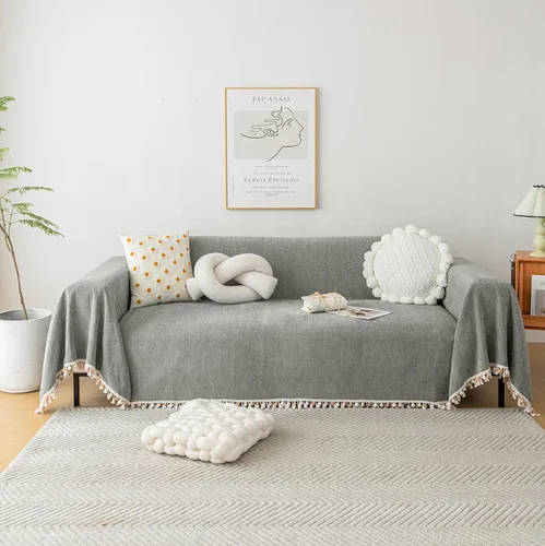Vista 40 de HANDONTIME Fundas de Sofá Sillón Funda de Sofá Boho para Perros Caqui Funda de Sofá con Borlas Silla Reclinable Funda de Futón Lavable 1 Cojín Sofá