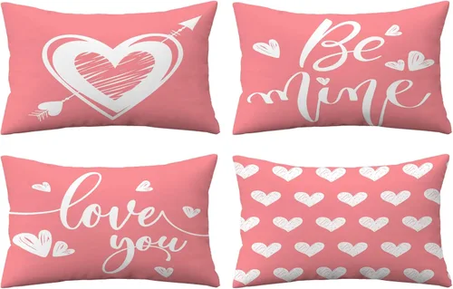 Vista 13 de YeeJu Juego de 4 fundas de almohada de 12 x 12 pulgadas con diseño de gnomo de corazón rojo con texto en inglés «Happy Valentines Day», fundas