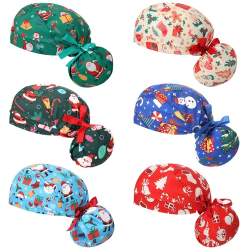 Vista 12 de 6 gorras de uniforme médico con lazo para mujer, sombreros de enfermería con botones ajustables para atar en la espalda, gorra de trabajo