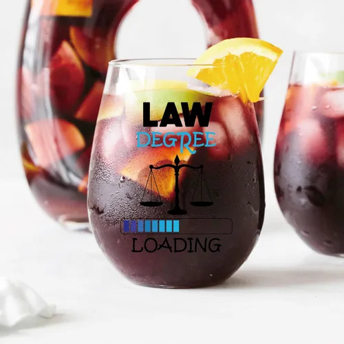 Vista 3 de AGMDESIGN Copas de vino divertidas con caja de regalo, regalos de graduación para estudiantes de derecho, abogado, graduado JD, abogado, consultor