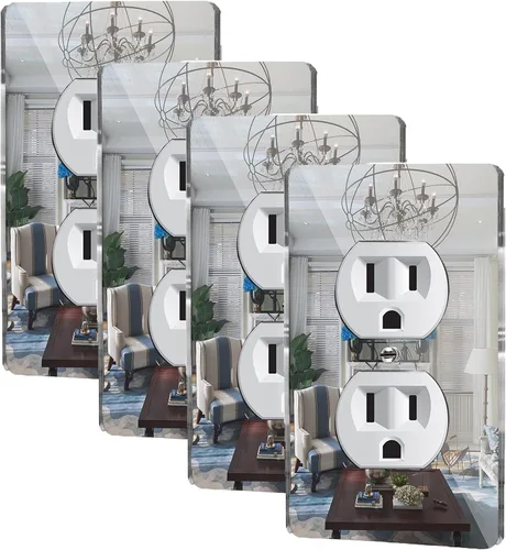 Vista 9 de 10 placas para interruptor de luz de espejo, salida de doble orificio de 4.72 x 2.91 pulgadas, cubierta de luz de interruptor, placas de pared