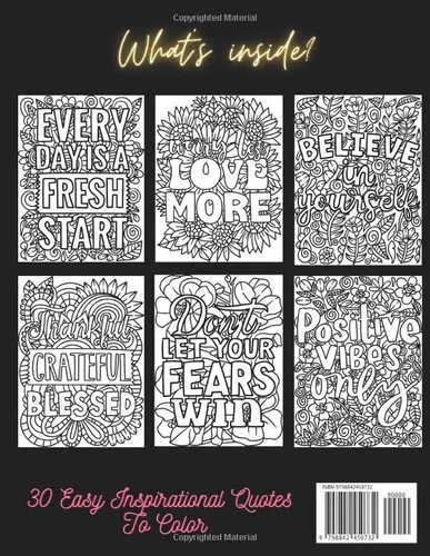 Vista 2 de Life Is Tough But So Are You! Simple Coloring Book For Adults and Teens Inspirational Quotes Easy Positive Quotes And Good Vibes Coloring Book